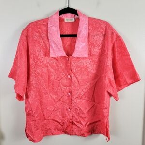 Victoria's Secret Vintage Gold Label Pink Button Front Short Sleeve Pajama Top